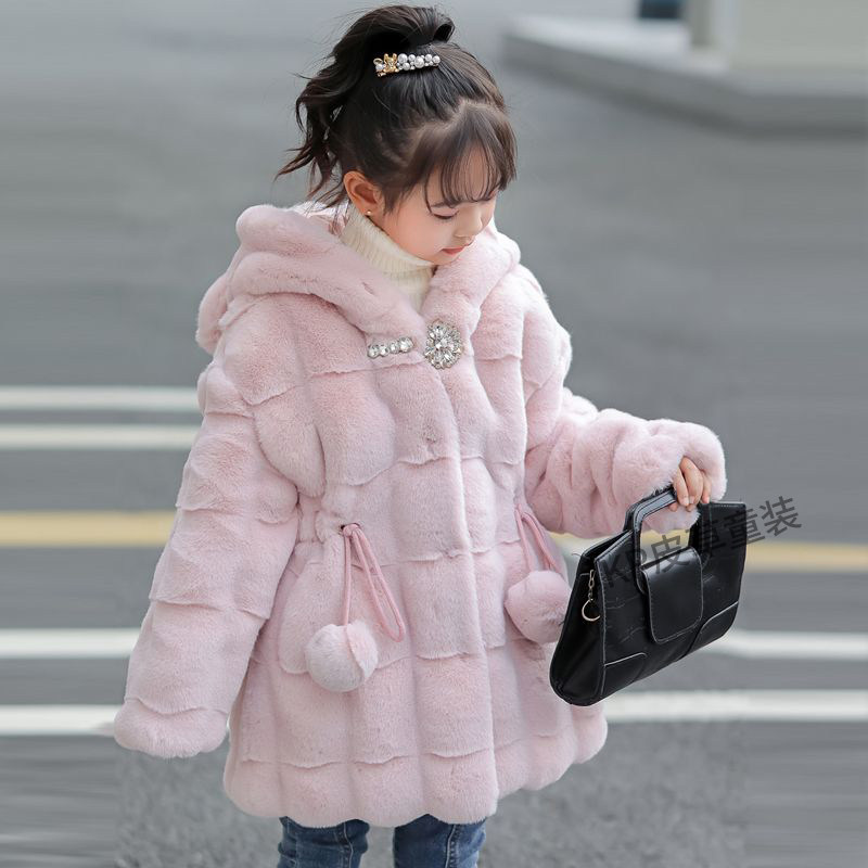 秋冬季儿童仿水貂毛皮草外套女童中长款收腰宝宝毛毛大衣夹棉加厚,淘宝优惠券,粉丝福利购,淘宝优惠卷