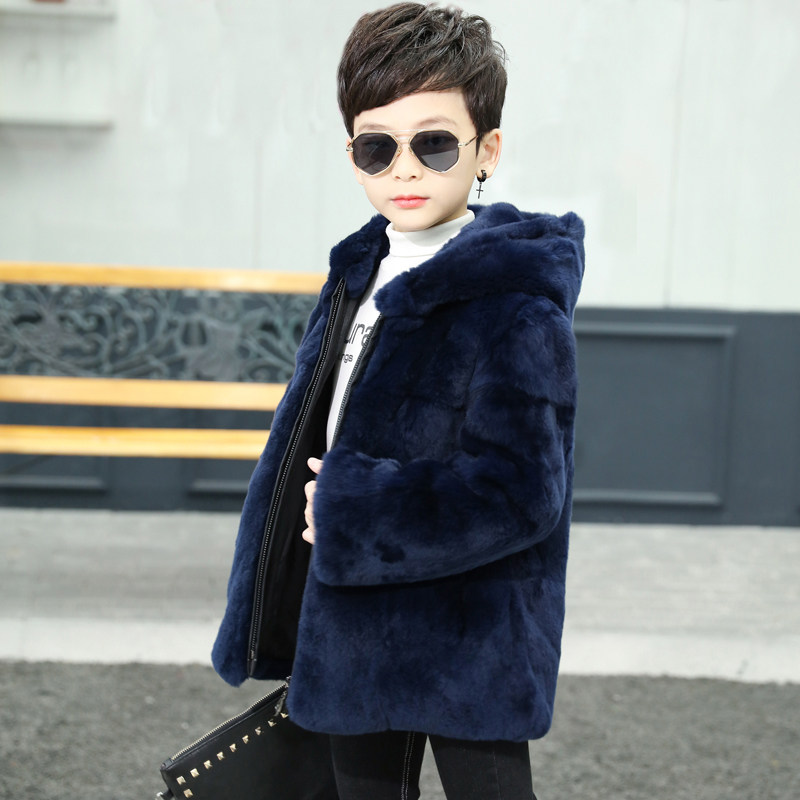 儿童皮草外套男童真兔毛皮毛一体整皮狐狸毛领中长款大衣皮草童装,淘宝优惠券,粉丝福利购,淘宝优惠卷