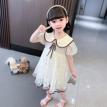 Girls Foreign Princess Little Fragrance Dress Summer Baby Girl Korean Version Short Sleeve Yarn Skirt Summer FashionAble Child