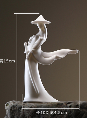 龙器禅意风陶瓷人物客厅玄关摆件