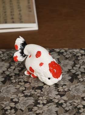 陶瓷小鱼客厅玄关博古架装饰