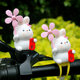Peaceful cute little rabbit windmill bamboo dragonfly battery car electric motorcycle decoration gift for best friend