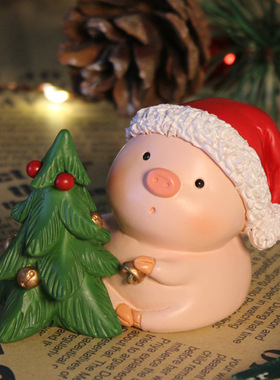 节日风装扮场景布雪花男女小猪