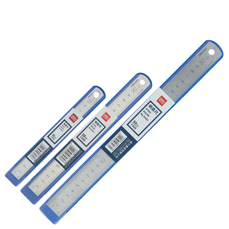 得力厚钢尺15/20/30/50cm刻度尺厘米直尺绘图钢尺8461 8462 8463 8464钢尺钢直尺 - 图2