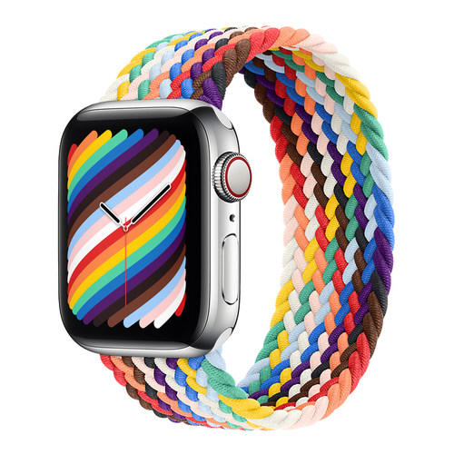 适用苹果手表表带s11单圈编织iwatch表带se3运动applewatch表带ultra3代9/8/7/6尼龙s10男46女款s8彩虹45mm44 - 图0