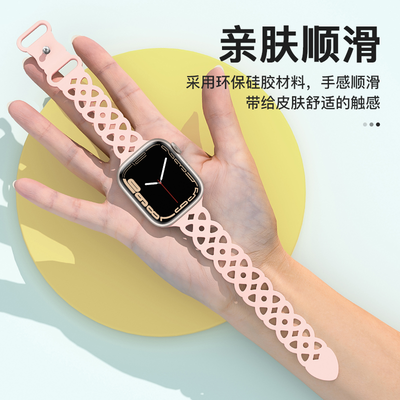 适用iwatch表带硅胶se苹果手表表带applewatch9表带ultra2代8/7/6/5运动s9创意45mm41/44/40男女生新款s8创意-图2