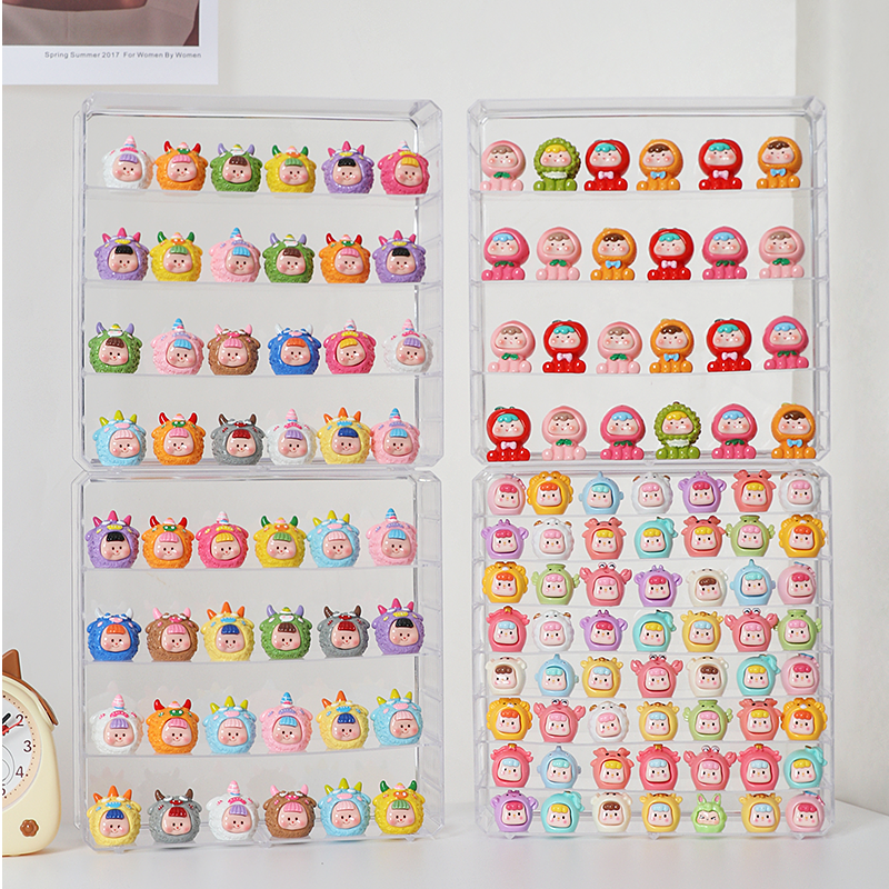 可爱萌粒收纳盒立牌小人牌展示盒透明公仔小摆件积木展示收纳盒子,淘宝优惠券,粉丝福利购,淘宝优惠卷