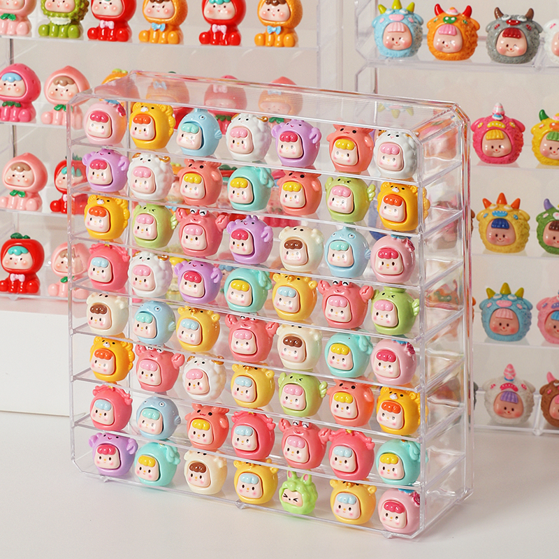 可爱萌粒收纳盒立牌小人牌展示盒透明公仔小摆件积木展示收纳盒子,淘宝优惠券,粉丝福利购,淘宝优惠卷