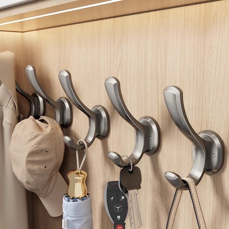 单钩挂衣钩衣柜挂衣架进门玄关衣帽钩壁挂式墙壁打孔固定单个挂钩 - 图1