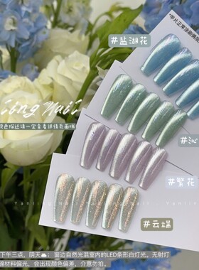 燕翎猫眼甲油胶指甲油盐湖花云端沁夏云锦亮片幻彩极光云母水晶石