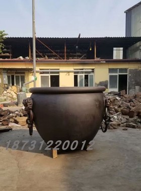 大型纯铜缸庭院铸铜养鱼铸铁缸青铜虎头荷花铜缸龙缸青铜缸