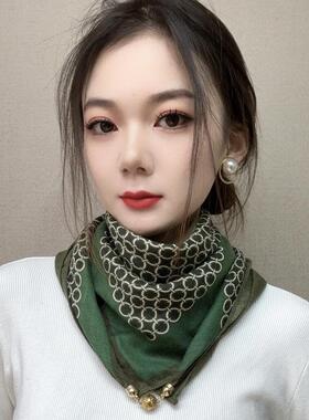 围巾女款2026新款春秋假领子百搭女假领磁扣三角巾大丝巾围脖护颈