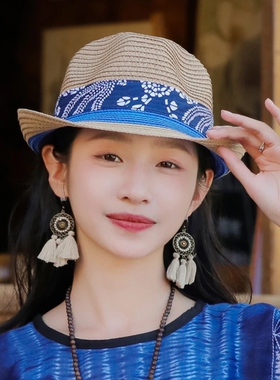 草帽帽子女新款民族风小礼帽海边沙滩防晒遮阳春夏季度假旅行韩版