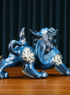 优选纯铜飞天貔貅摆件一对中式家居玄关办公O室桌面大号开业乔迁
