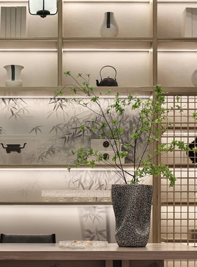 新年新中式金属茶室茶具茶壶茶叶罐摆件样L板房售楼处酒柜博古架