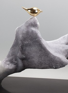 优选新中式石头小l鸟艺术品雕塑摆件办公室酒店会所样板间客厅软