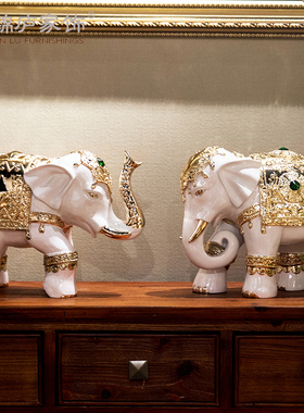优选大象摆件g一对欧式酒柜客厅电视柜家居软装饰品开业乔迁礼品