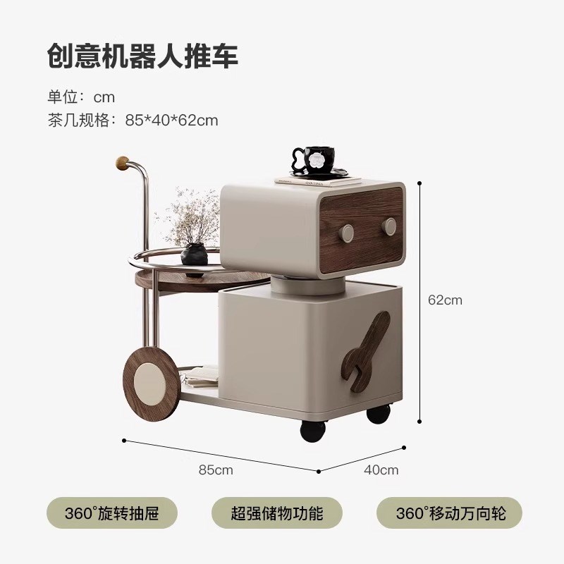 优选新款高端桌子小推车s客厅移动茶几多功能创意沙发边几实木角 - 图1