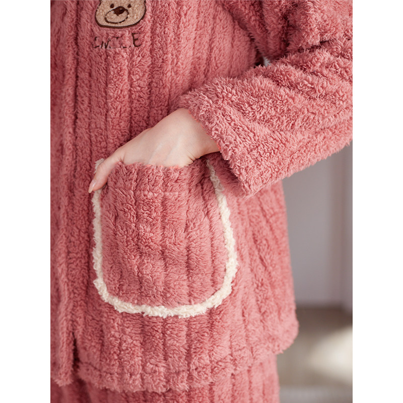 芬腾秋冬季开衫北极绒珊瑚绒睡衣 芬腾outlets店睡衣/家居服套装