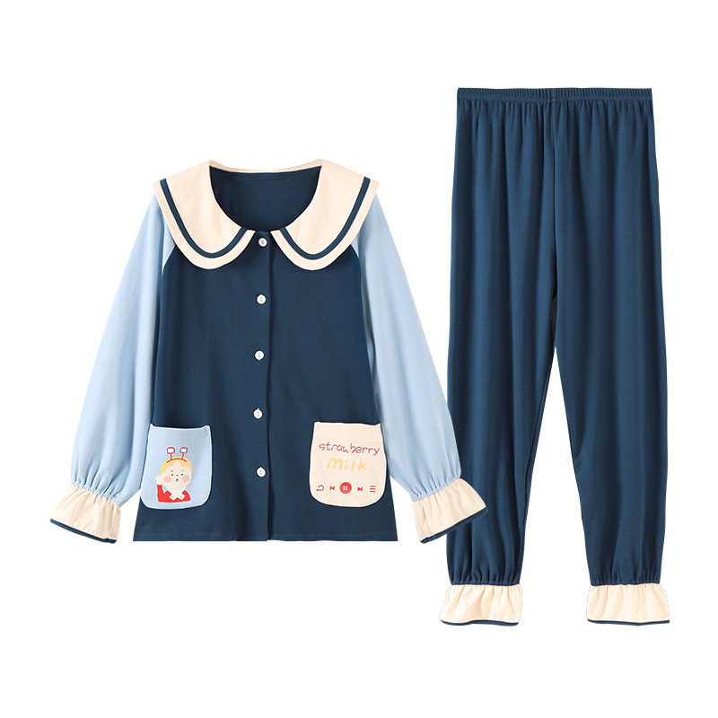 芬腾春秋季长袖纯棉宽松韩版睡衣 芬腾outlets店睡衣/家居服套装