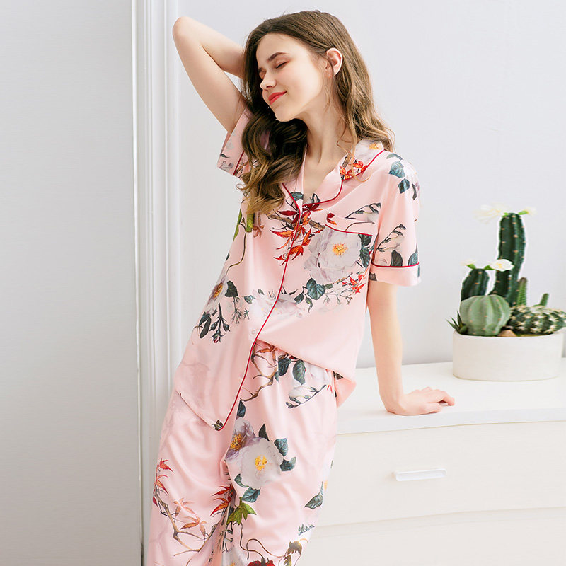 芬腾夏季短袖宽松冰丝韩版可爱睡衣 芬腾outlets店睡衣/家居服套装