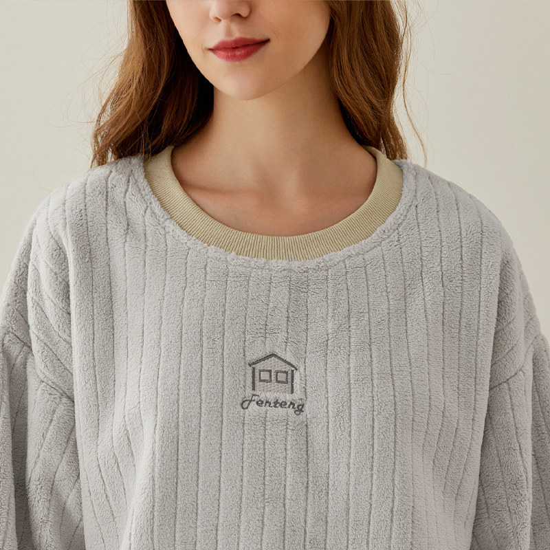 芬腾珊瑚绒情侣睡衣秋冬季女保暖加厚加绒圆领大码男士家居服套装,淘宝优惠券,粉丝福利购,淘宝优惠卷