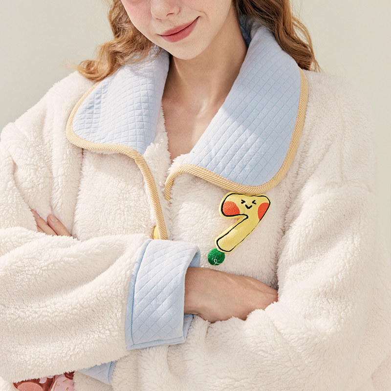 芬腾睡袍女士秋冬季珊瑚绒保暖居家布朗熊睡衣中长款加绒加厚浴袍,淘宝优惠券,粉丝福利购,淘宝优惠卷