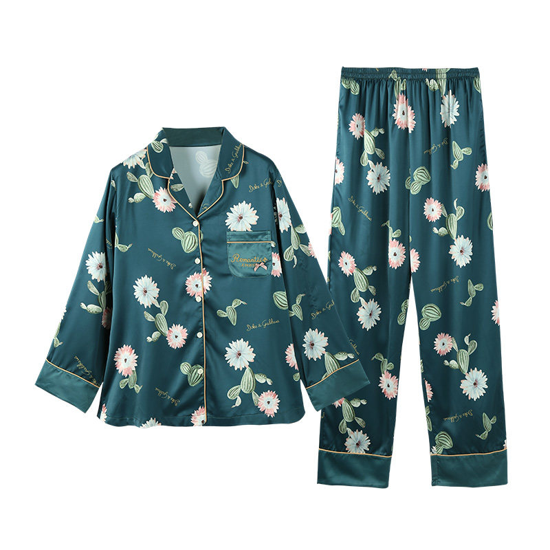 芬腾秋季长袖仿真丝绸可爱甜美睡衣 芬腾outlets店睡衣/家居服套装