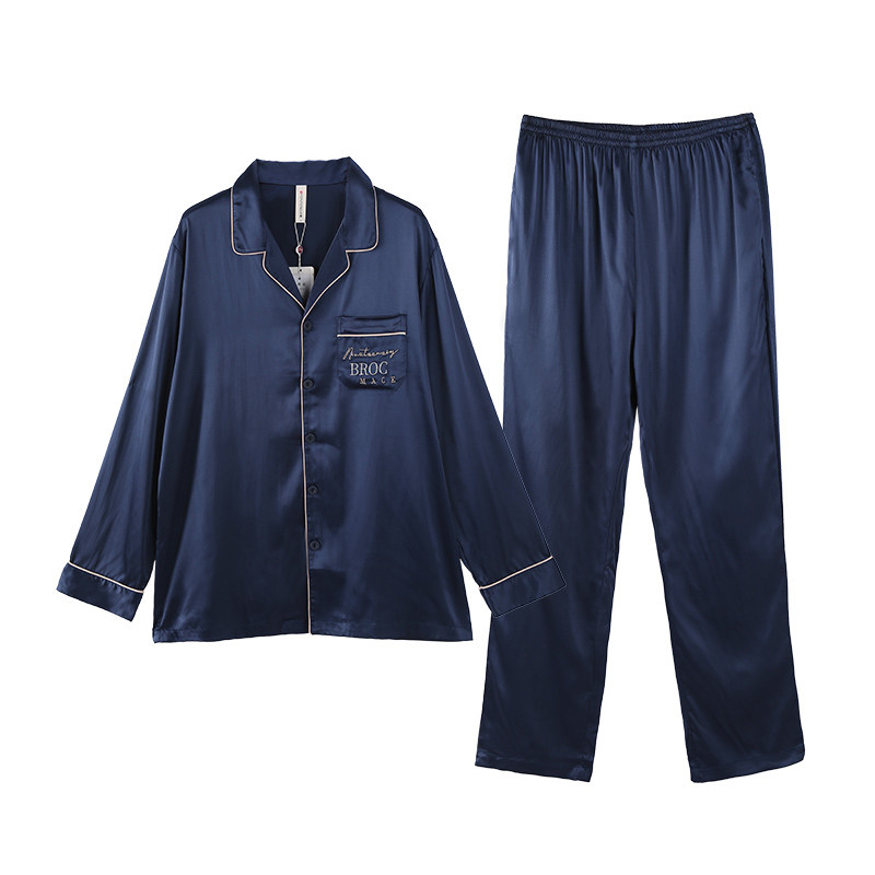 芬腾冰丝男秋季长袖开衫青年睡衣 芬腾outlets店睡衣/家居服套装