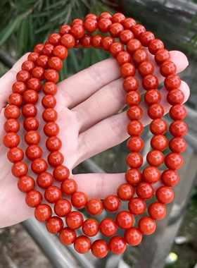 货头收藏瓦西料佛珠 满色满肉柿子红肉质饱满细腻 无杂 润度一流