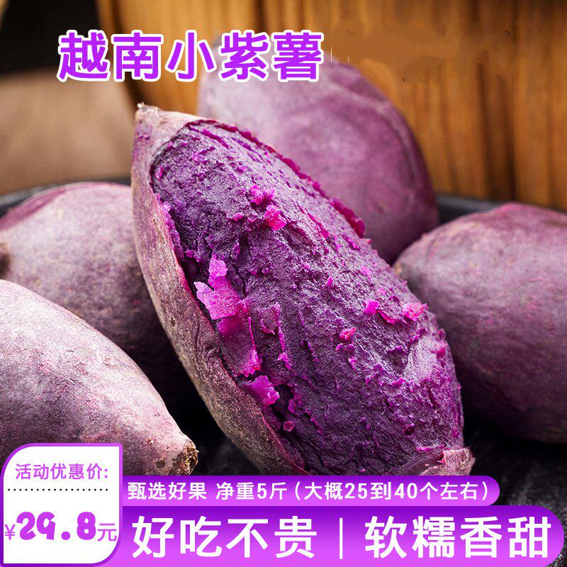 越南珍珠新鲜紫心5斤小个头10地瓜 鲜恒番薯