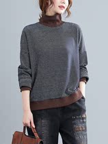 Autumn winter new loose big code display slim high collar stripe Coloured plus suede thickened warm long sleeve undershirt sweatshirt
