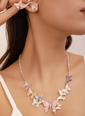 Cross border colorful pendant alloy necklace earrings项链