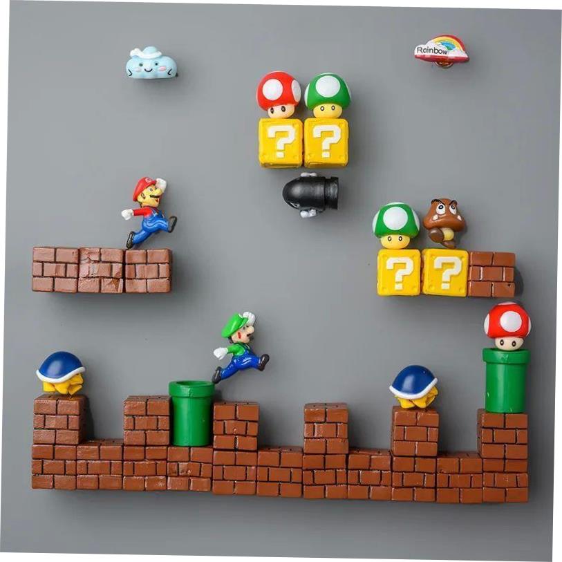 Super Mario Bros Cartoon Game Character Fridge Magnet Sticke - 图0