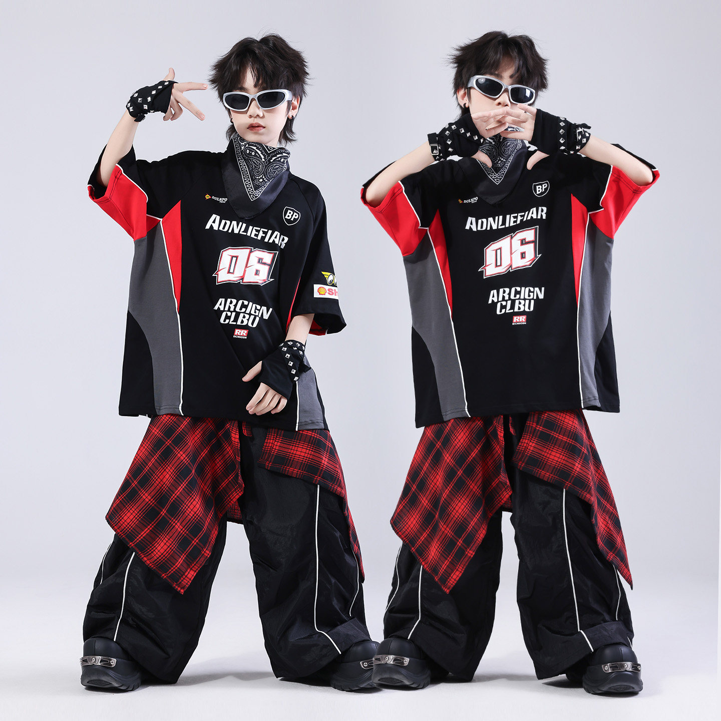 街舞儿童潮服红黑美式潮酷服装嘻哈少儿hiphop团体舞蹈演出服套装,淘宝优惠券,粉丝福利购,淘宝优惠卷