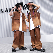 hiphop street dancer Hip Hop Suit Children Boomer Play Out Boy Sleeveless Machia Suit Girl Tide Dress