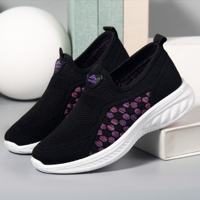 老北京布鞋奶奶老人运动鞋女防滑软底妈妈春秋一脚蹬中老年网面鞋