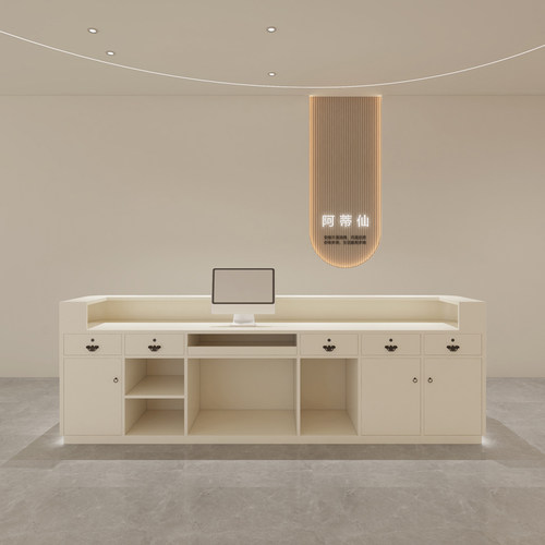 简约现代美容院瑜伽馆前台接待台服装店养生馆定制烤漆吧台收银台 - 图2