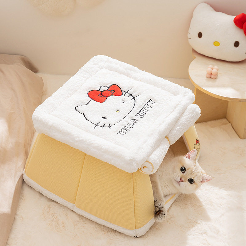 【新品】冬季联名款猫咪加热窝卷帘封闭式猫屋中小型宠物狗窝猫窝,淘宝优惠券,粉丝福利购,淘宝优惠卷