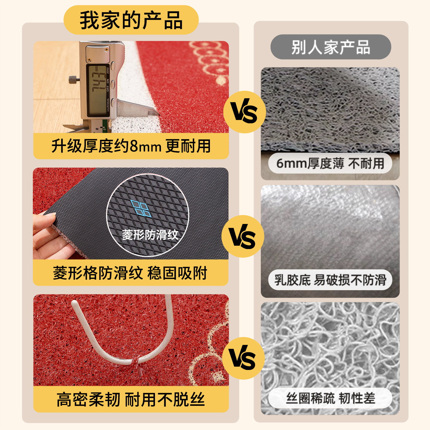 红色喜庆入户门丝圈地垫2026新年装饰马年防滑地毯进门口脚垫门垫,淘宝优惠券,粉丝福利购,淘宝优惠卷