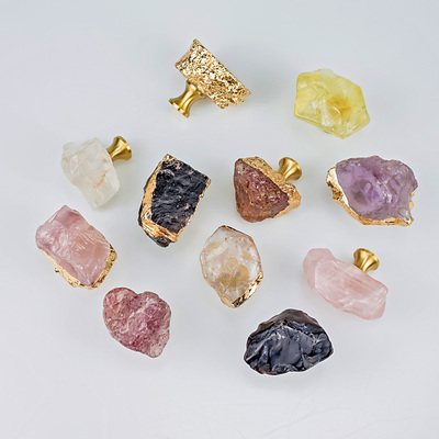 北欧黄铜水晶单孔橱柜衣柜门把手