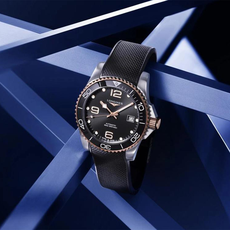 浪琴longines康卡斯橡胶带潜水男表 运洪金海外瑞士腕表