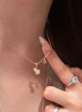 轻奢复古新中式双钻葫芦耳钉项链福禄显白时尚感百搭精致气质套装