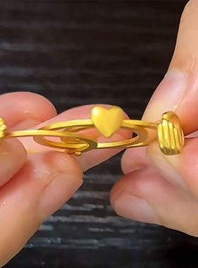 原创小众设计高级中古有趣爱心牵手戒指轻奢ins情侣礼物送女朋友