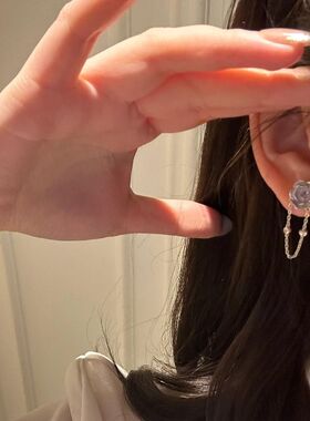 轻奢典雅高级感优雅紫荆花流苏项链耳钉个性时尚设计气质首饰套装