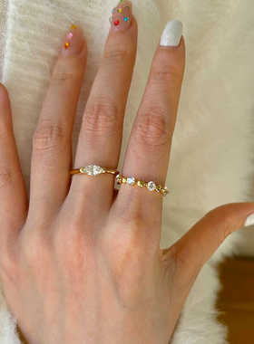 百搭圆珠间钻气质女戒轻奢