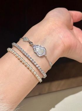 轻奢复古新中式满钻白贝葫芦项链手链耳钉国风精致高颜值气质套装