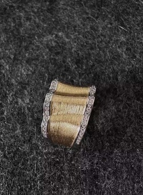 工艺拉丝褶皱裙摆波浪边指环复古