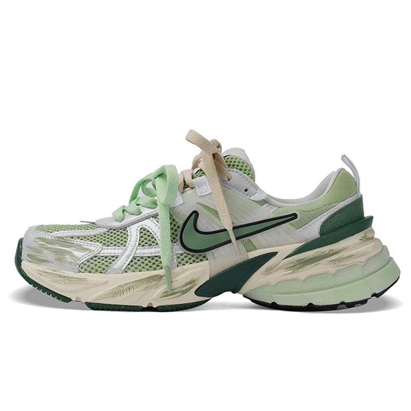 Nike V2K Run 薄荷奶绿多巴胺小清新厚底休闲跑步鞋男女定制球鞋 - 图3