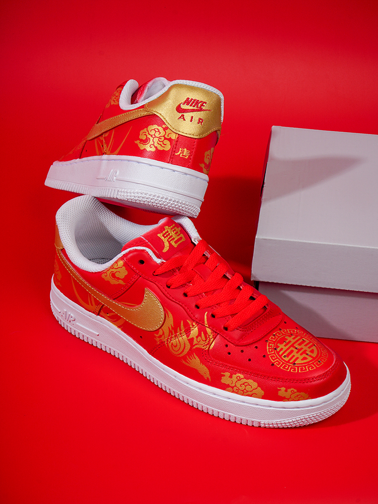 Nike AF1耐克男女鞋空军一号婚鞋情侣手绘涂鸦中国风元素球鞋定制-图2